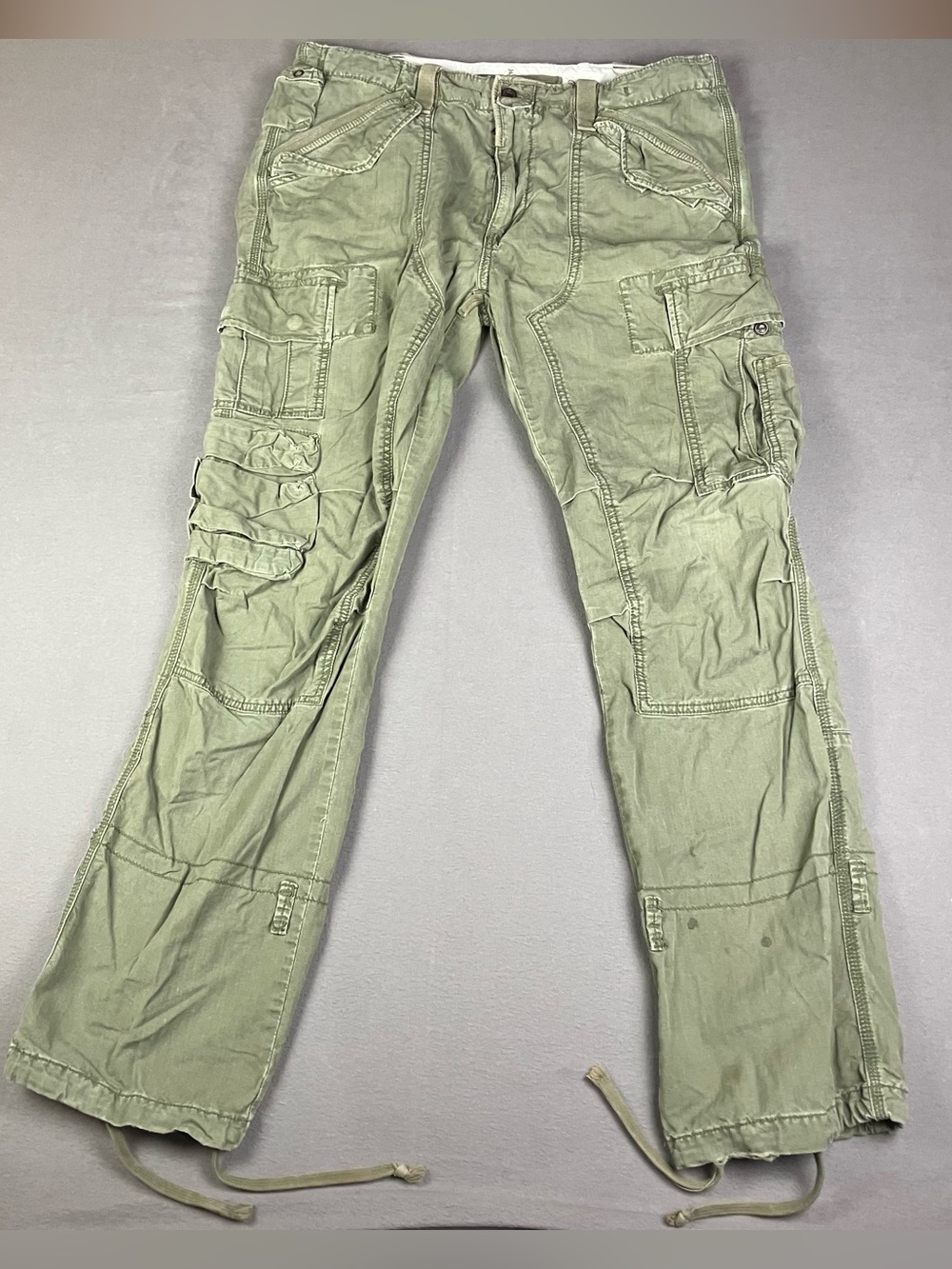 VTG Polo Ralph Lauren 36x34 Cargo Pants Paratrooper Military Green Distressed. I